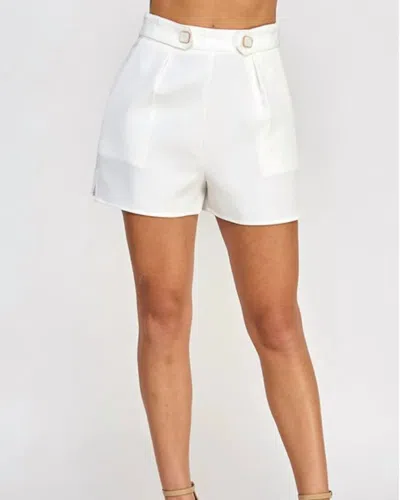 Milk & Honey Alba Button Detail Shorts In White In Multi