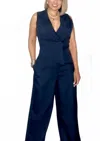 Milk & Honey Asymmetric Hem Top Jumpsuit In Navy Blue In Blue