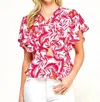 Milk & Honey Ayanna Flutter Sleeves Top In Pink In Pink