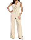 Milk & Honey Emma Bow Detail Vest & Pant Set In Taupe