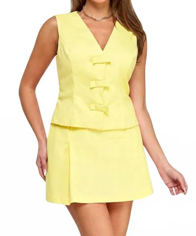 Milk & Honey Karla Bow Detail Vest & Skort Set In Yellow