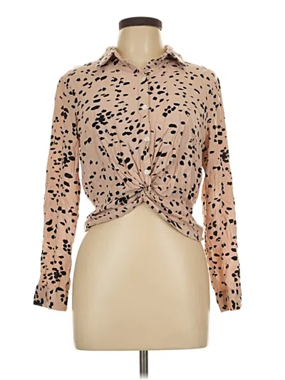 Pre-owned Milk & Honey Long Sleeve Blouse In Tan