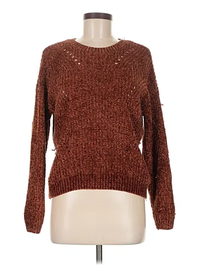 Pre-owned Milk & Honey Long Sleeve Top Brown Crew Neck Tops