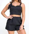 Milk & Honey Loren Flower Embellished Two-piece Short Set In Black In Black