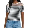 Milk & Honey Loving My Stripes Tee In Black In Black