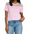 Milk & Honey Loving My Stripes Tee In Pink In Pink