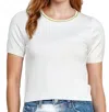 Milk & Honey Nadia Contrast Round Neck Knit Top In White In White