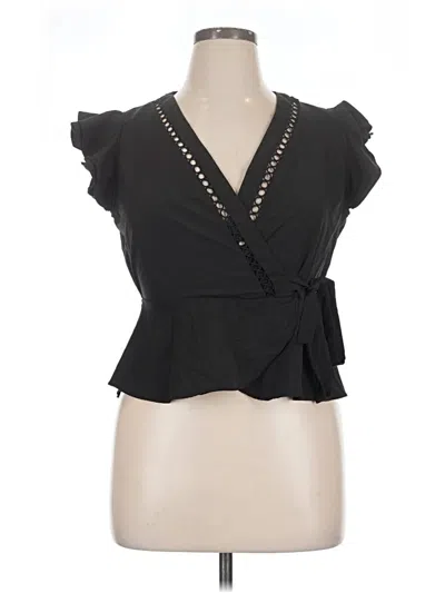 Pre-owned Milk & Honey Short Sleeve Blouse In Black