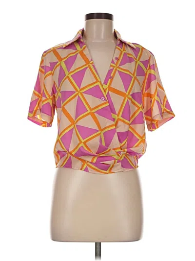 Pre-owned Milk & Honey Short Sleeve Blouse In Pink