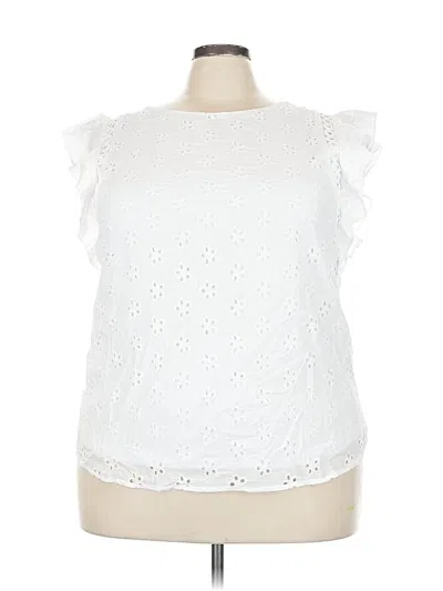 Pre-owned Milk & Honey Short Sleeve Top White Ruffles Neckline Tops