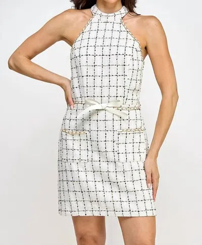 Milk & Honey Tainy Tweed Dress In White