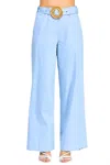 Milk & Honey Topaz Belted Straight Cut Pants In Light Blue