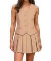Milk & Honey Women's Lindsey Pleated Mini Vest Dress In Taupe In Neutral