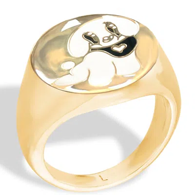 Milk Tooth Ldn Women's Gold / White Snow Pup Friendship Signet Ring