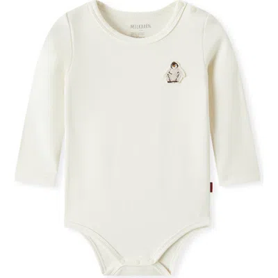 Milkbarn Kids'  Brushed Long Sleeve One Piece In White