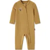 Milkbarn Brushed Zipper Pajama In Brown