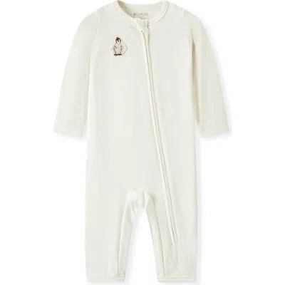 Milkbarn Kids'  Brushed Zipper Pajama In White