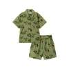 Milkbarn Collar Button-up Shirt And Shorts Set In Green
