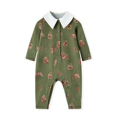 Milkbarn Kids'  Cotton Stretch Collar Long Sleeve Jumpsuit In Brown