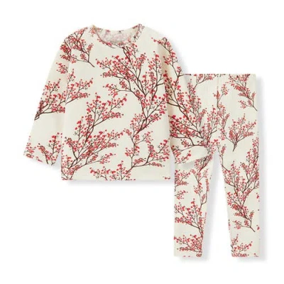 Milkbarn Kids'  Cotton Stretch Long Sleeve Two Piece Pajama Set In White