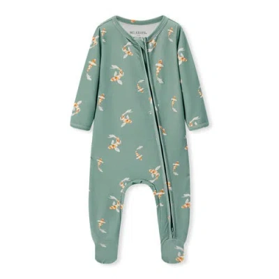 Milkbarn Kids'  Cotton Stretch Zipper Footed Romper In Green