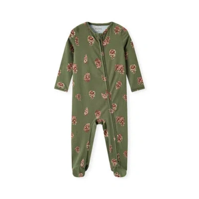 Milkbarn Kids'  Cotton Stretch Zipper Footed Romper In Green