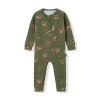 Milkbarn Cotton Stretch Zipper Pajama In Brown