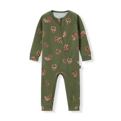 Milkbarn Kids'  Cotton Stretch Zipper Pajama In Brown