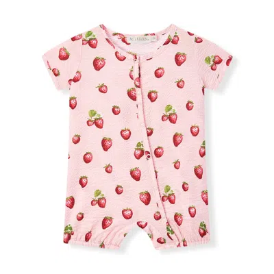 Milkbarn Kids' Girl's Strawberry Snap Shortall In Pink