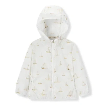 Milkbarn Kids'  Hooded Windbreaker Jacket In White