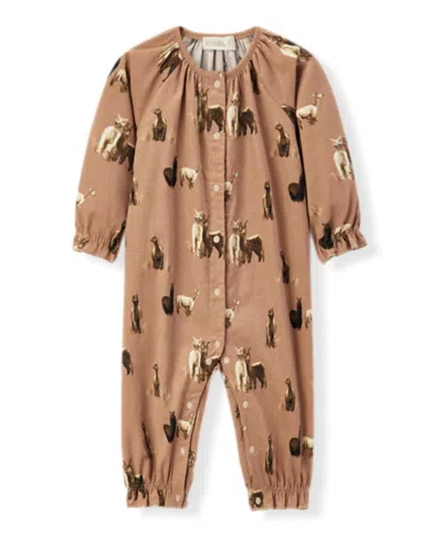 Milkbarn Kid's Alpaca Corduroy Ruffle Snap Jumper In Brown