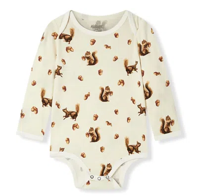 Milkbarn Kid's Chipmunk Luxe Stretch Long Sleeve One Piece In Cream Multi In Transparent