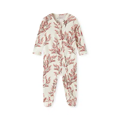 Milkbarn Kid's Organic Cotton Stretch Zip Footed Romper In Winterberry In Neutral