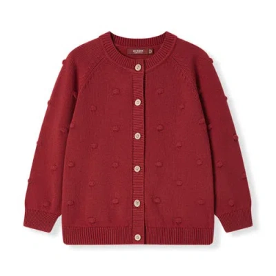 Milkbarn Kids'  Knit Popcorn Cardigan In Burgundy