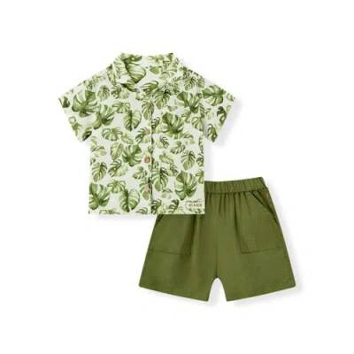 MILKBARN MILKBARN LINEN BUTTON-UP SHIRT AND SHORTS SET