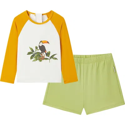 Milkbarn Kids'  Long Sleeve Shirt And Trunks Swim Set