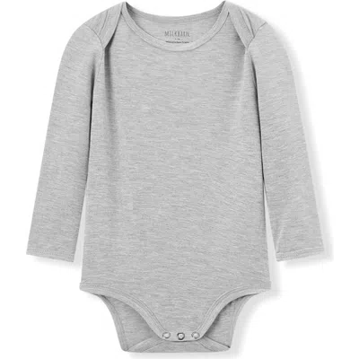 Milkbarn Babies'  Luxe Solid Long Sleeve One Piece In Gray