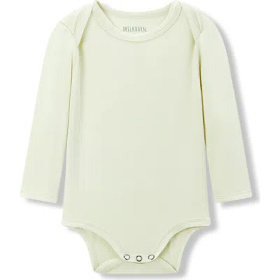 Milkbarn Babies'  Luxe Solid Long Sleeve One Piece In Green