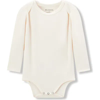 Milkbarn Babies'  Luxe Solid Long Sleeve One Piece In White