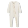 Milkbarn Babies'  Luxe Solid Ruffle Footed Romper In White