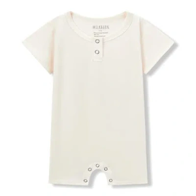 Milkbarn Kids'  Luxe Solid Shortall In White