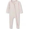 Milkbarn Luxe Solid Zipper Footed Romper In Pink