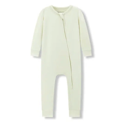 Milkbarn Kids'  Luxe Solid Zipper Pajama In Green