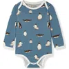 Milkbarn Babies'  Luxe Stretch Long Sleeve One Piece In Blue