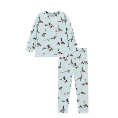 Milkbarn Kids'  Luxe Stretch Long Sleeve Two Piece Pajama Set In Blue