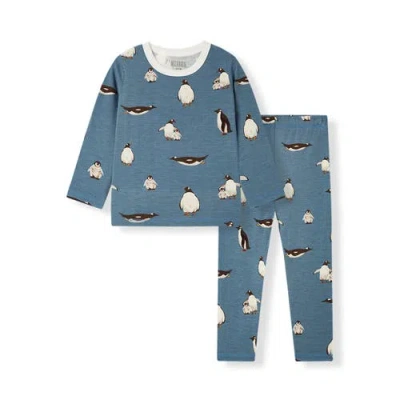 Milkbarn Kids'  Luxe Stretch Long Sleeve Two Piece Pajama Set In Blue