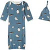 Milkbarn Kids'  Luxe Stretch Newborn Gown And Hat Set In Black
