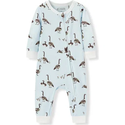 Milkbarn Kids'  Luxe Stretch Zipper Pajama In Blue