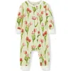 Milkbarn Kids'  Luxe Stretch Zipper Pajama In Green