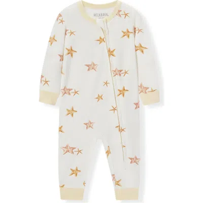 Milkbarn Kids'  Luxe Stretch Zipper Pajama In Yellow